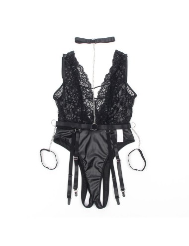 SUBBLIME - 954383 BODY SEXY COM CINTA-LIGA PRETO S/M