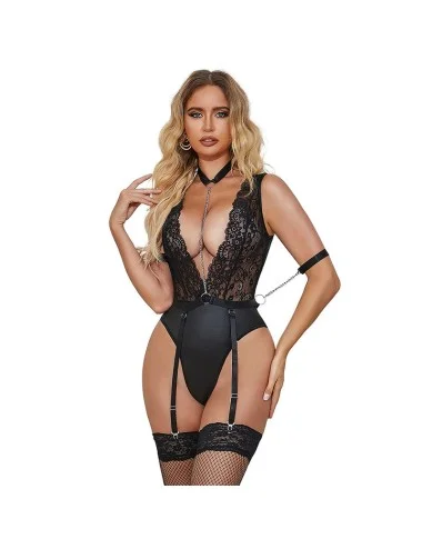 SUBBLIME - 954390 BODY SEXY COM CINTA-LIGA PRETO L/XL