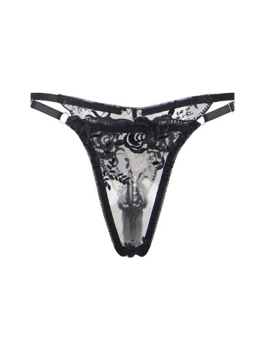 SUBBLIME - CONJUNTO DE 3 PEAS SUTI + TANGA + LIGA ESTAMPADO FLORAL PRETO L/XL
