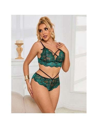 SUBBLIME - 954086 SUTIÃ + CALCINHA RENDA VERDE S/M