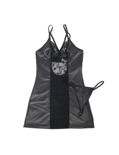 SUBBLIME - 954161 BODY + TANGA COURO PRETO S/M