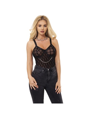 SUBBLIME - 954260 BODY COM CORRENTES + CINTA-LIGA PRETO S/M