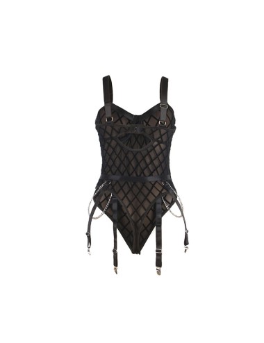 SUBBLIME - 954260 BODY COM CORRENTES + CINTA-LIGA PRETO S/M