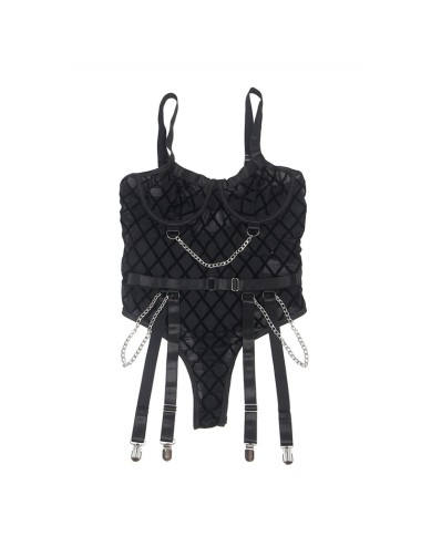 SUBBLIME - 954260 BODY COM CORRENTES + CINTA-LIGA PRETO S/M