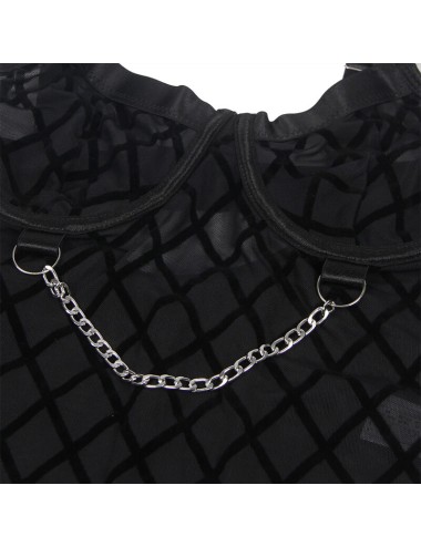 SUBBLIME - 9542277 BODY COM CORRENTES + CINTO-LIGA PRETO L/XL