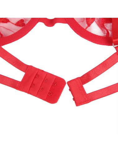 SUBBLIME - 954338 SUTIÃ COM ESTAMPA DE CORAÇÃO + TANGA + CINTO-LIGA VERMELHO L/XL