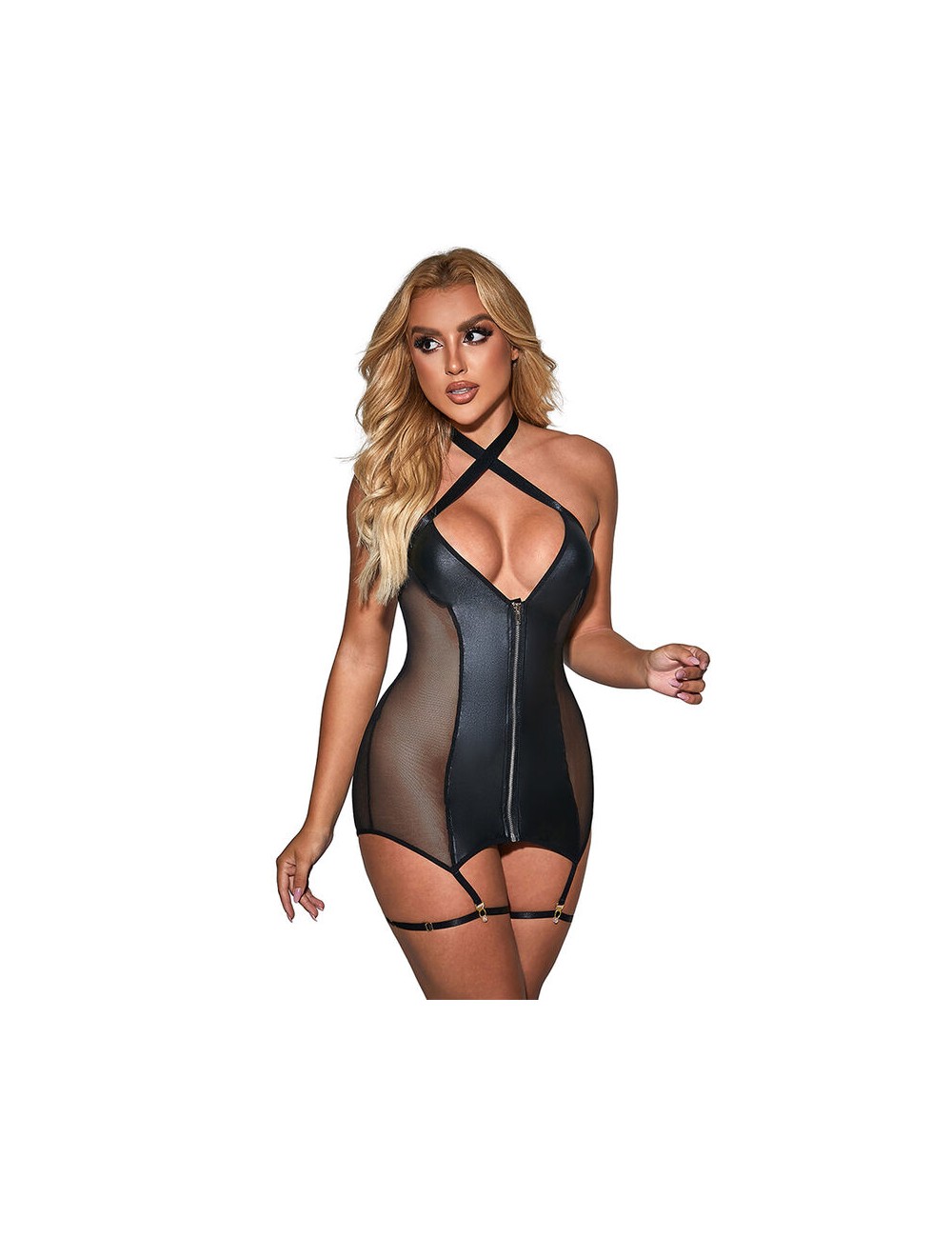 SUBBLIME - 954444 VESTIDO SEXY DE MALHA COURO PRETO S/M SUBBLIME - 954444 VESTIDO SEXY DE MALHA COURO PRETO S/M
