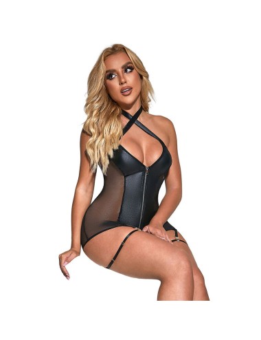 SUBBLIME - 954444 VESTIDO SEXY DE MALHA COURO PRETO S/M