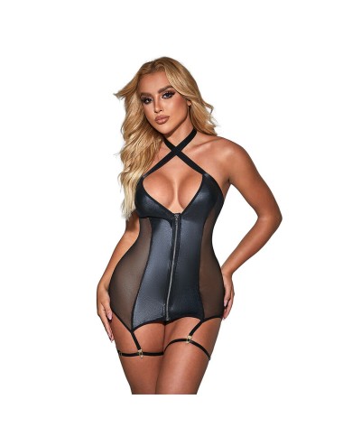 SUBBLIME - 954451 VESTIDO SEXY DE MALHA COURO PRETO L/XL