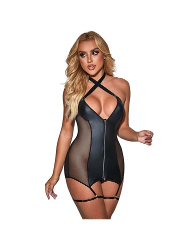 SUBBLIME - 954451 VESTIDO SEXY DE MALHA COURO PRETO L/XL