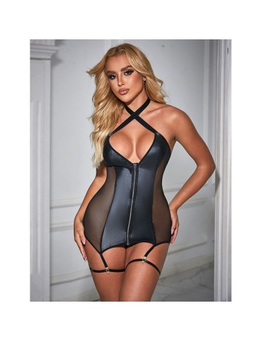 SUBBLIME - 954451 VESTIDO SEXY DE MALHA COURO PRETO L/XL