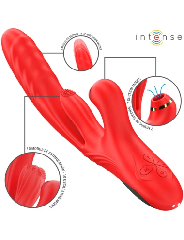 INTENSE - KAROL MULTIFUNÇÃO VIBRADOR IMPULSO & ESTIMULAÇÃO & SUCÇÃO VERMELHO