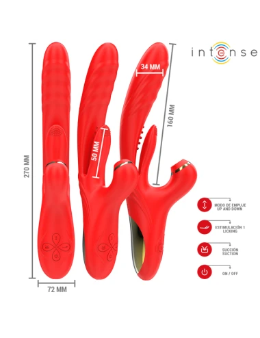 INTENSE - KAROL MULTIFUNÇÃO VIBRADOR IMPULSO & ESTIMULAÇÃO & SUCÇÃO VERMELHO