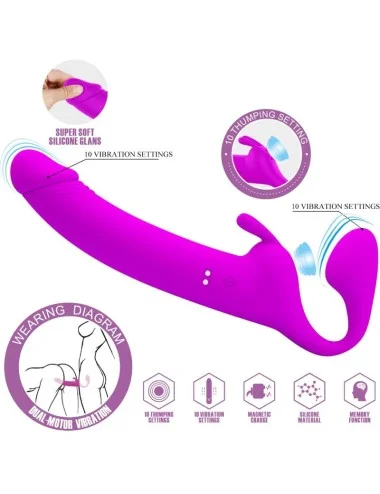PRETTY LOVE - ZANINI STRAPLESS STRAP-ON 10 VIBRAÇÕES ROXO