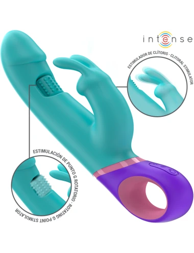 INTENSE - MONICA RABBIT VIBRADOR COM ESTIMULADOR G-SPOT ROTATIVO AZUL