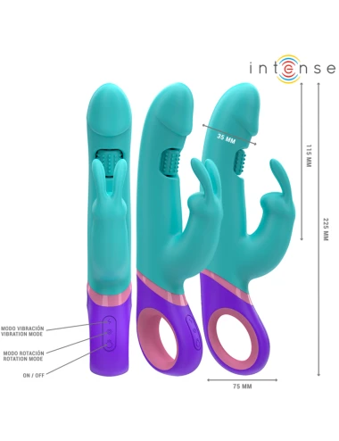 INTENSE - MONICA RABBIT VIBRADOR COM ESTIMULADOR G-SPOT ROTATIVO AZUL
