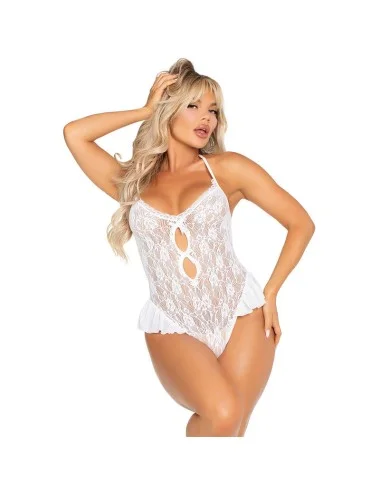 LEG AVENUE - BODY COM LAÇO E BABADOS BRANCO TAMANHO ÚNICO