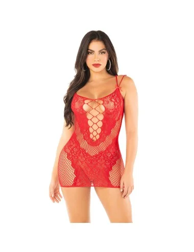 LEG AVENUE - MINI VESTIDO DE MALHA COM ALÇAS VERMELHO