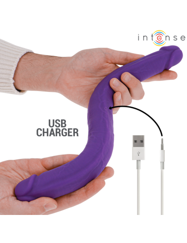 INTENSE - GUNTER DILDO VIBRADOR DUPLO 40 CM ROXO CONTROLE REMOTO