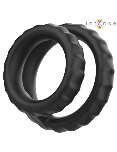 INTENSE - DEWEY ANEL DE PÊNIS DUPLO DE SILICONE PRETO MODELO 2
