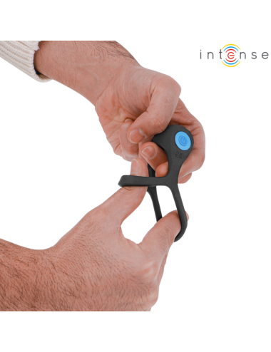INTENSE - ALEX VIBRADOR ANEL DUPLO PENIS 10 VIBRAÇÕES PRETO