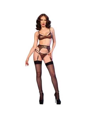 CHILIROSE - CR 4837 WILDCAT CONJUNTO SUTIÃ + MEIAS + TANGA LEOPARD L