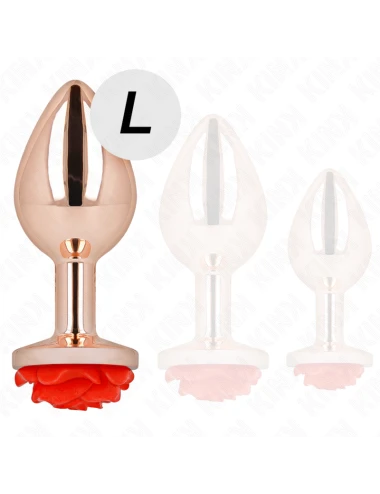 KINK - PLUG ANAL ROSA OURO COM ROSA VERMELHA L