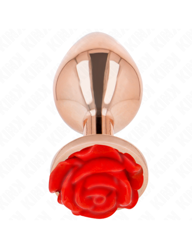 KINK - PLUG ANAL ROSA OURO COM ROSA VERMELHA L
