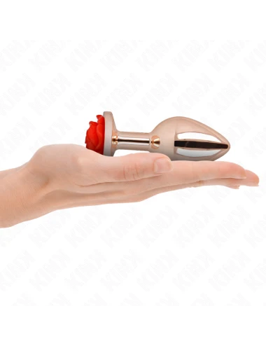 KINK - PLUG ANAL ROSA OURO COM ROSA VERMELHA L