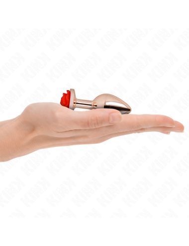 KINK - PLUG ANAL DE OURO ROSA COM ROSA VERMELHA S