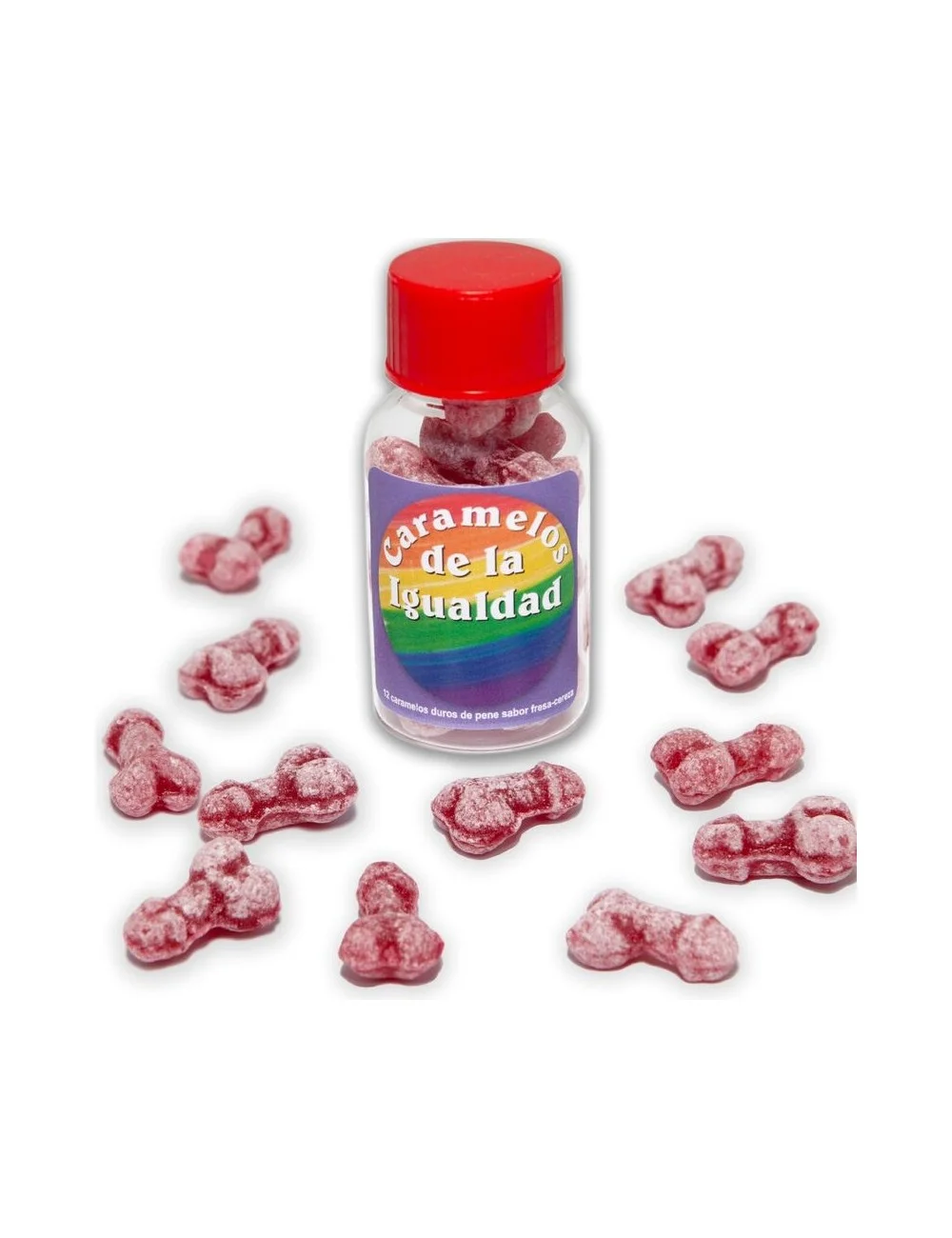 DIABLO PICANTE - 12 DOCES DE IGUALDADE EM FORMATO DE PÊNIS DE MORANGO/CEREJA