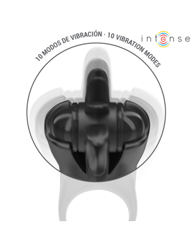 INTENSE - MABEL ANEL VIBRATÓRIO 10 VIBRAÇÕES COM ESTIMULADOR DE CLITÓRIS PRETO