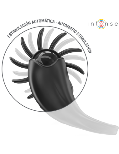 INTENSE - MABEL ANEL VIBRATÓRIO 10 VIBRAÇÕES COM ESTIMULADOR DE CLITÓRIS PRETO