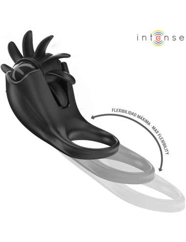 INTENSE - MABEL ANEL VIBRATÓRIO 10 VIBRAÇÕES COM ESTIMULADOR DE CLITÓRIS PRETO