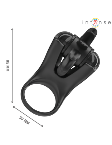 INTENSE - MABEL ANEL VIBRATÓRIO 10 VIBRAÇÕES COM ESTIMULADOR DE CLITÓRIS PRETO