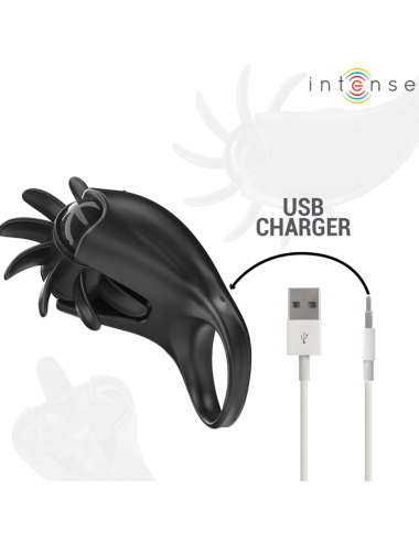 INTENSE - MABEL ANEL VIBRATÓRIO 10 VIBRAÇÕES COM ESTIMULADOR DE CLITÓRIS PRETO
