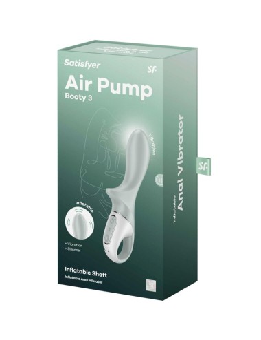 SATISFYER - AIR PUMP BOOTY 3 VIBRADOR ANAL INFLÁVEL GREYGREEN