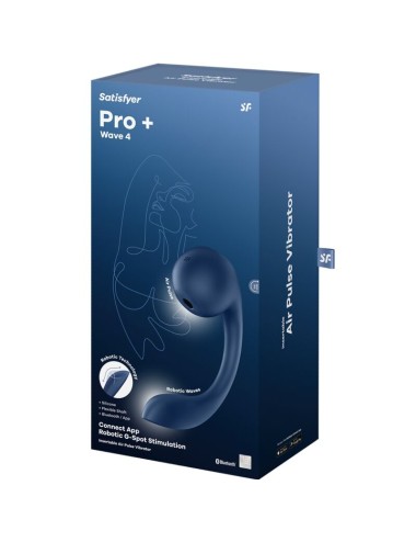 SATISFYER - PRO+ WAVE 4 ESTIMULADOR DE PONTO G E AIR PULSE APLICATIVO GRATUITO AZUL ESCURO