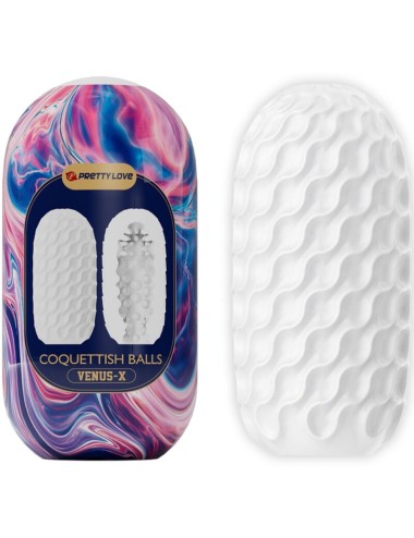 PRETTY LOVE - MASTURBADOR MASCULINO DE SILICONE COQUETTISH BALLS BRANCO