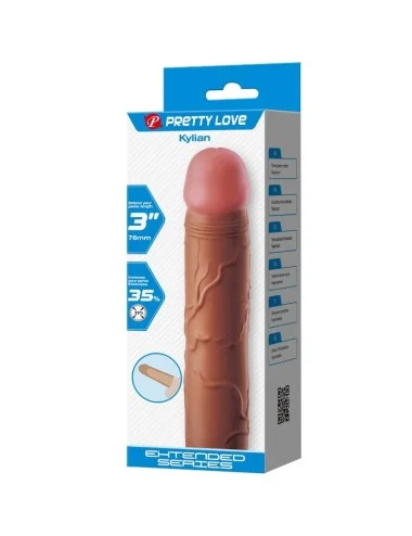PRETTY LOVE - MANGA PENIS KYLIAN COM EXTENSÃO DE 7,6 CM MULATO