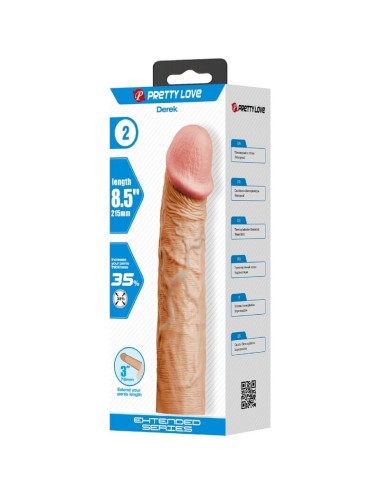 PRETTY LOVE - MANGA DE PÊNIS DEREK COM EXTENSÃO DE 7,6 CM DE CARNE