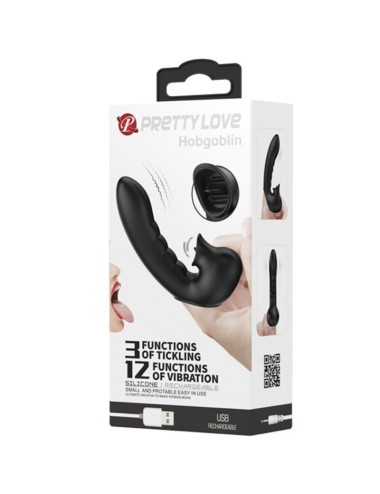 PRETTY LOVE - HOBGOBLIN VIBRATING FINGER CASE 12 VIBRAÇÕES + ESTIMULADOR DE CLITÓRIS PRETO