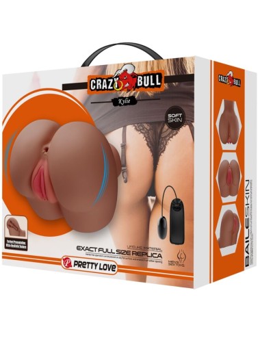 CRAZY BULL - VIBRADOR KYLIE ASS COM CONTROLE REMOTO REALISTA DE VAGINA E ÂNUS