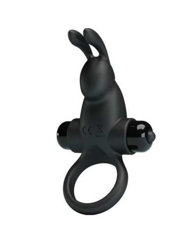 PRETTY LOVE - ANEL VIBRATÓRIO + ESTIMULADOR DE CLITÓRIS DE COELHO 10 VIBRAÇÕES PRETO
