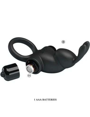 PRETTY LOVE - ANEL VIBRATÓRIO + ESTIMULADOR DE CLITÓRIS DE COELHO 10 VIBRAÇÕES PRETO