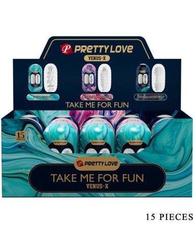 PRETTY LOVE - VENUS X 15 MASTURBADORES MASCULINOS DE SILICONE BRANCO