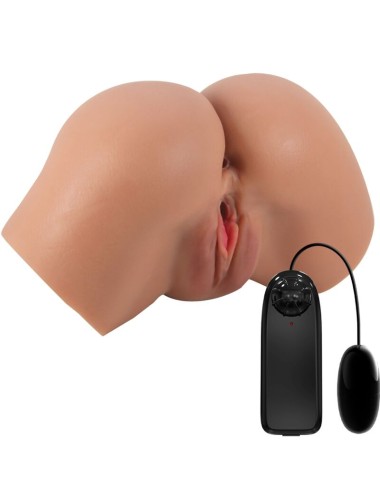 CRAZY BULL - VIBRADOR HAILEY BUTT COM VAGINA E ÂNUS REALISTAS MULATA CONTROLE REMOTO