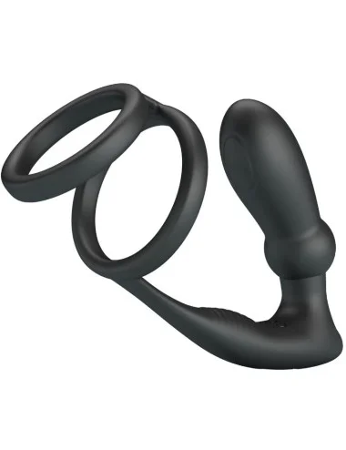 PRETTY LOVE - ANEL PENIS EMONI + PLUG ANAL 12 VIBRAÇÕES PRETO