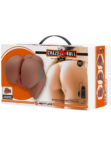 CRAZY BULL - VIBRADOR ASS EMILIA COM CONTROLE REMOTO REALISTA DE VAGINA E ÂNUS