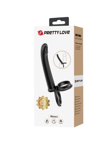 PRETTY LOVE - DILLION ANEL DUPLO DE PÉNIS DUPLO DE DUPLA PENETRAÇÃO PRETO
